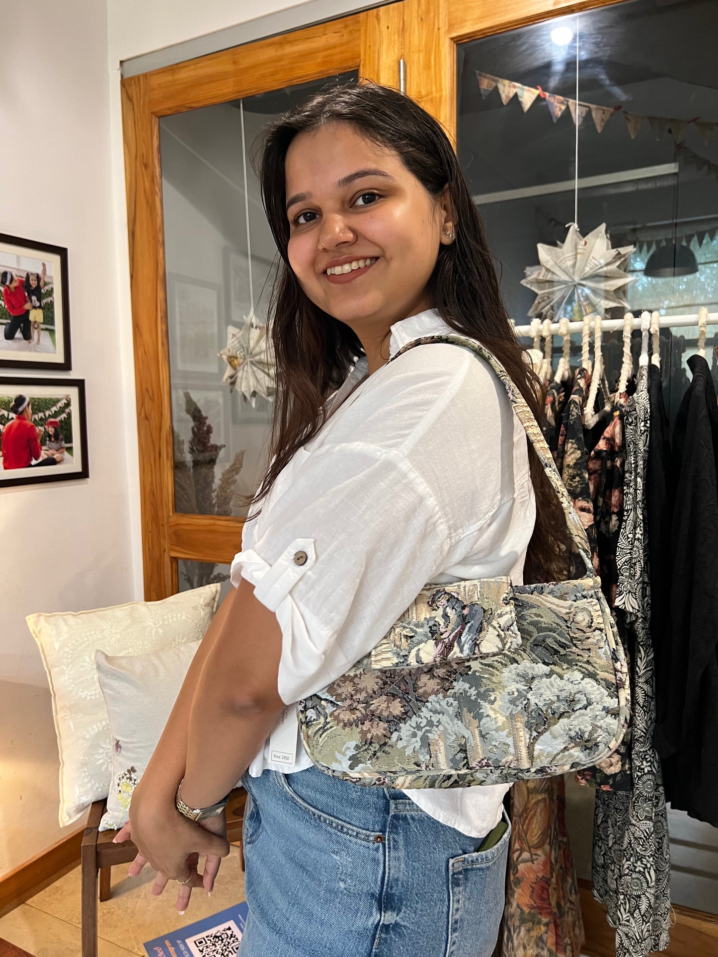 Jacquard Toile Hobo Bag