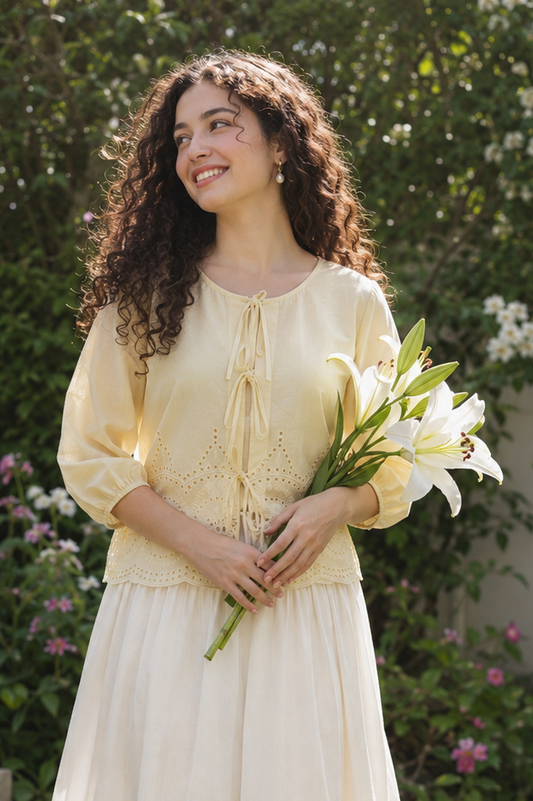 Butter Yellow Tie-up Top