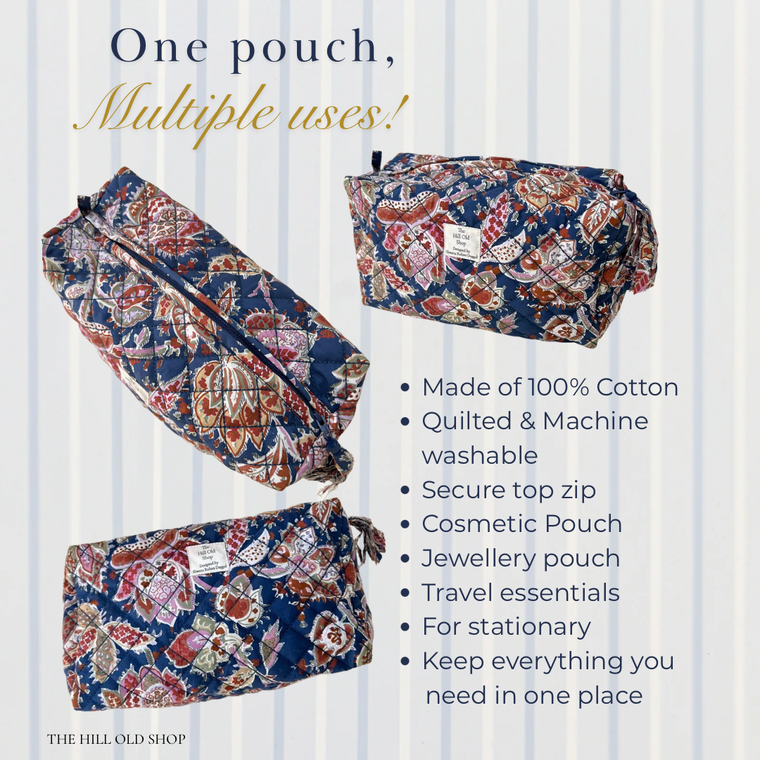 Vintage Quilted Travel & Utility Pouch