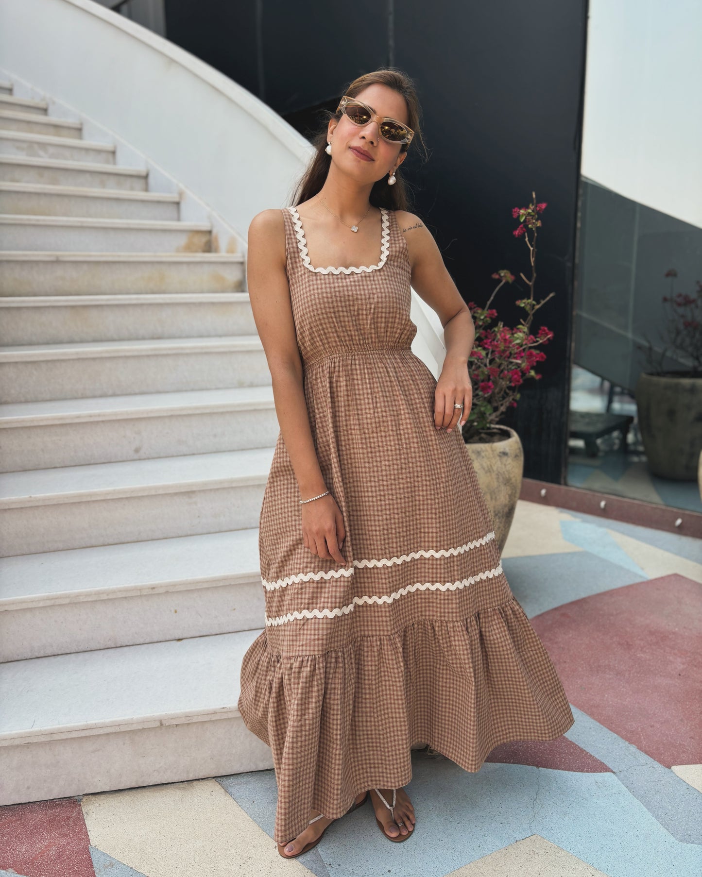Gingham Lace Maxi