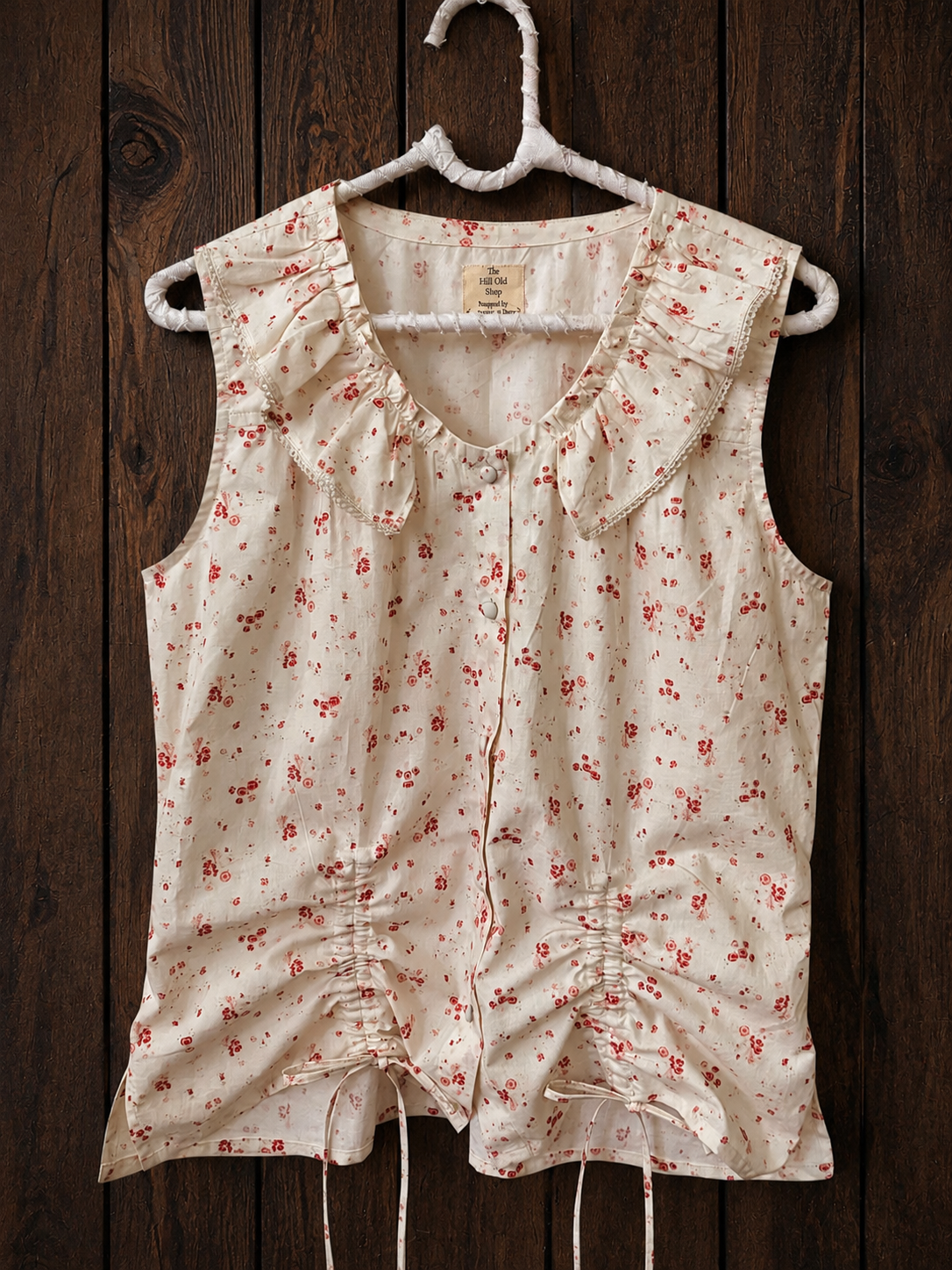 Printed Drawstring Lace Top