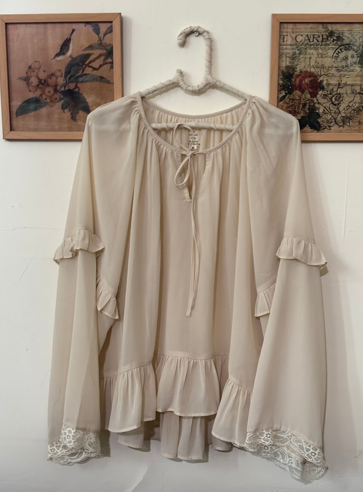 Georgette Ruffle Lace Trim Top