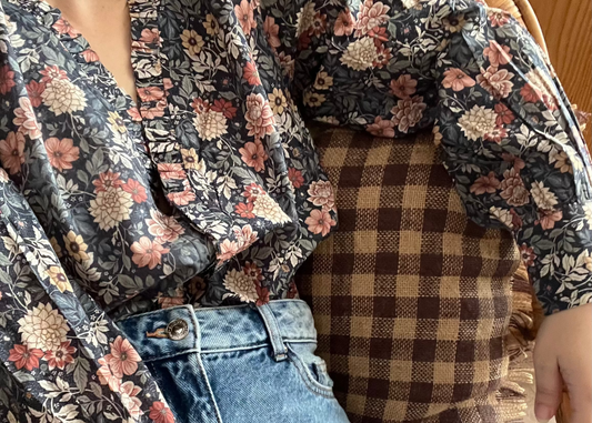 Blue Floral Frill Shirt