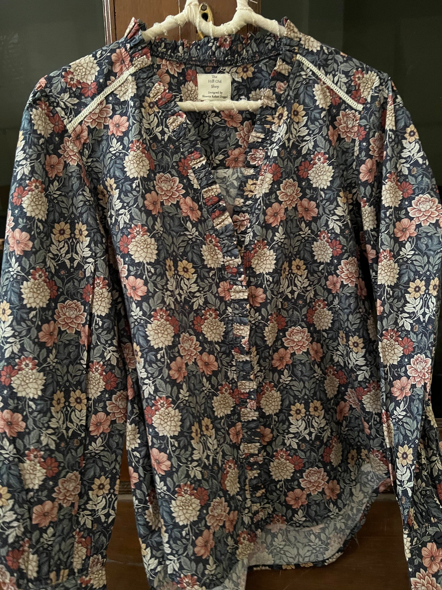 Blue Floral Frill Shirt