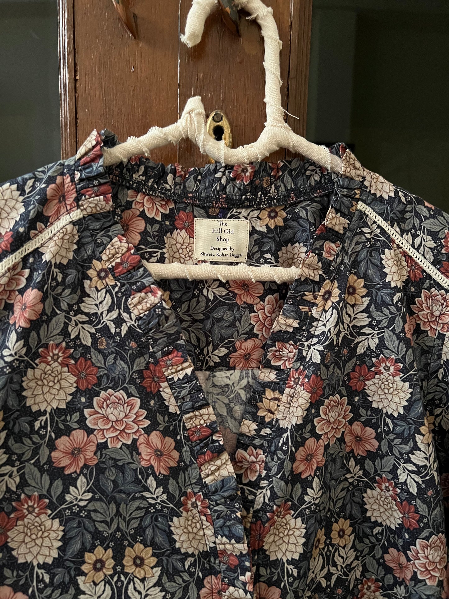 Blue Floral Frill Shirt