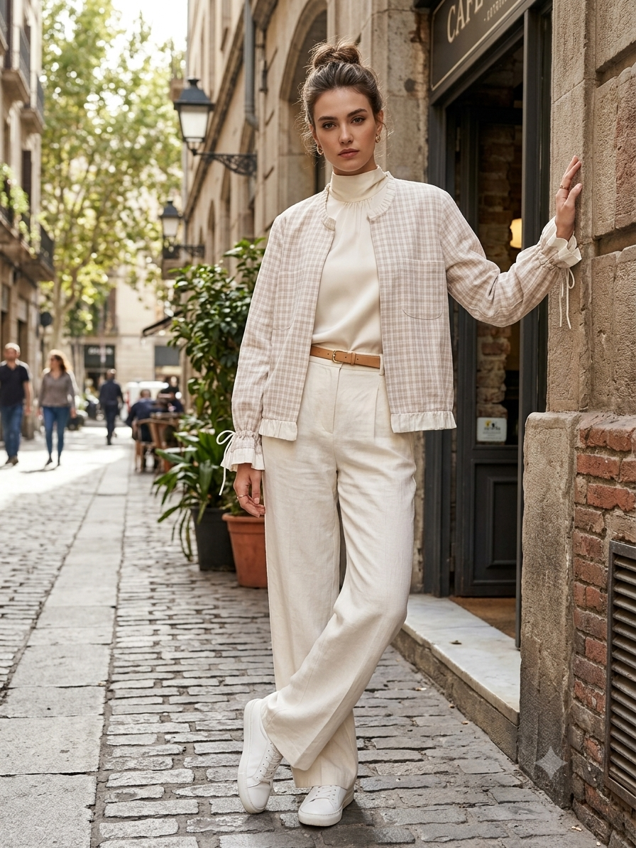 Light Beige Ivory Frill Jacket