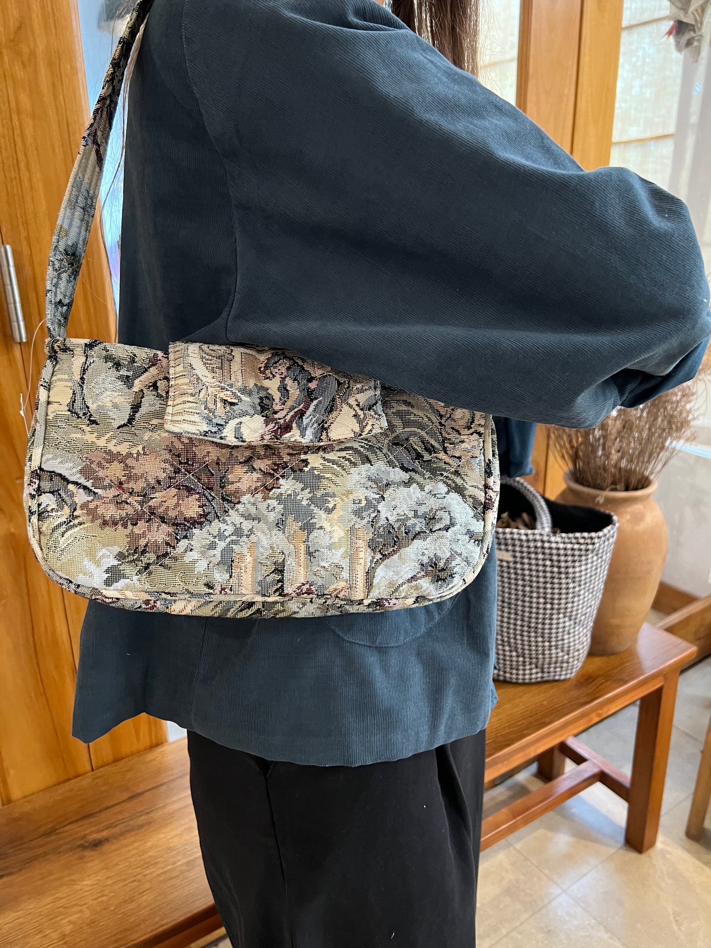 Jacquard Toile Hobo Bag