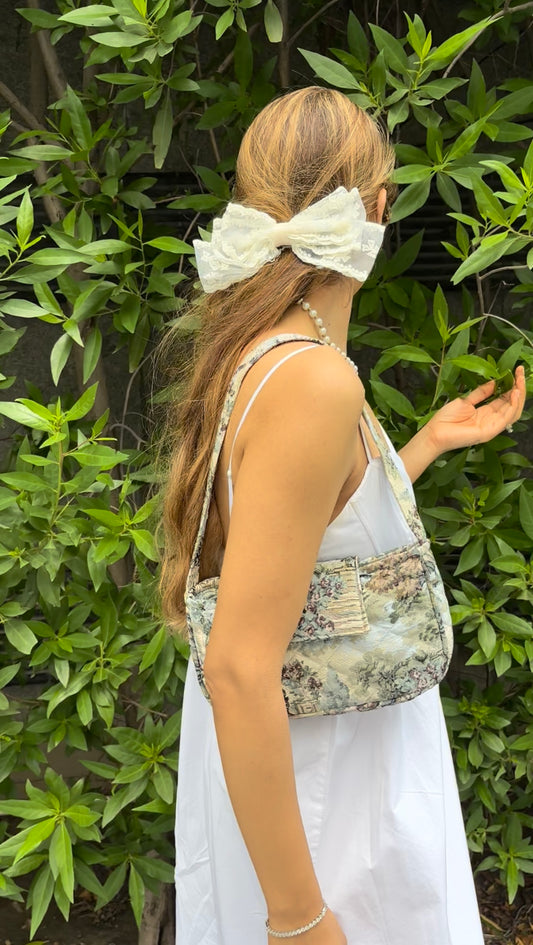Jacquard Toile Hobo Bag