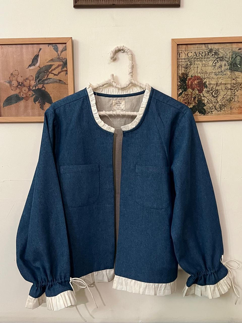 Denim Ivory Frill Jacket