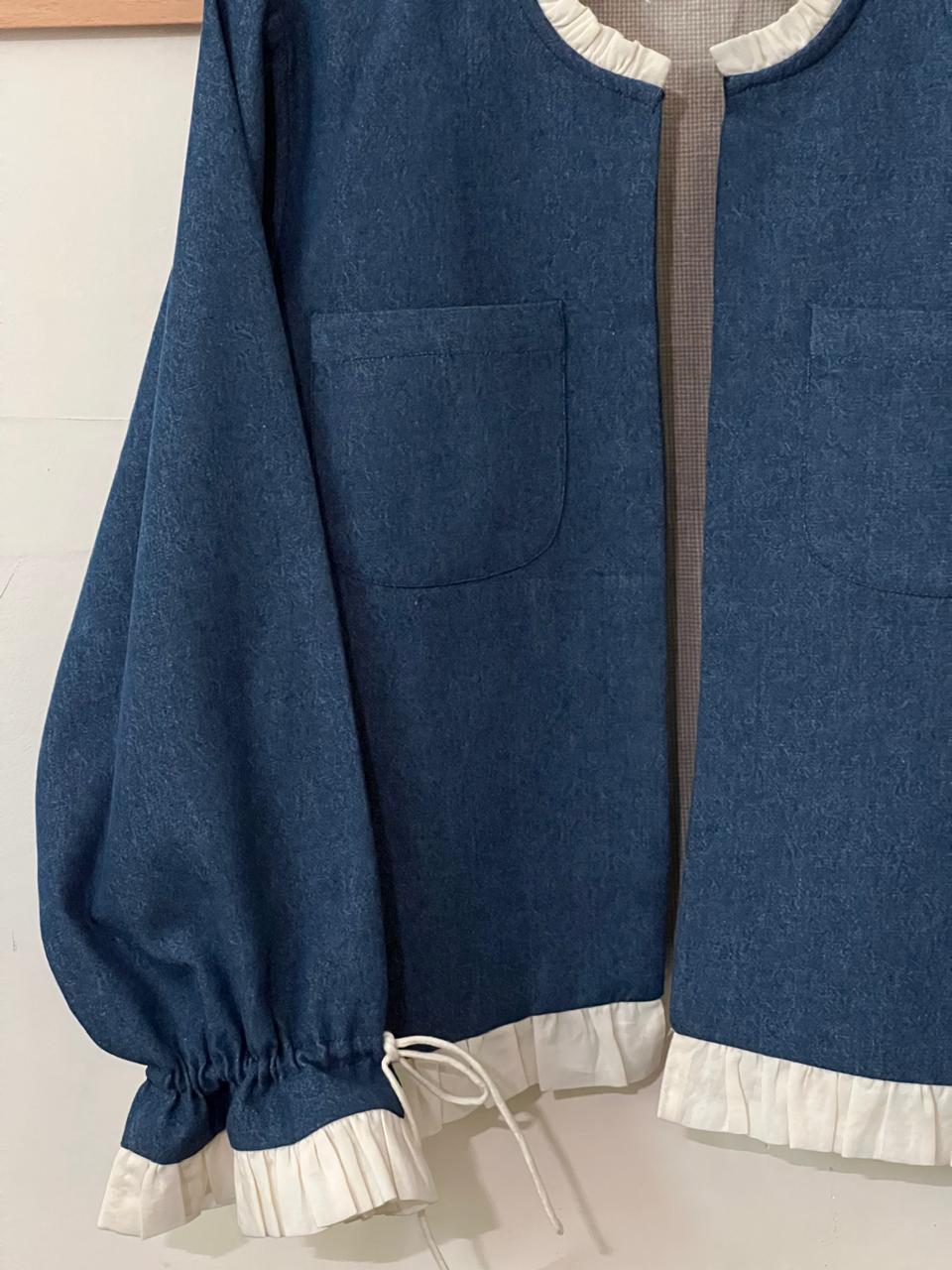 Denim Ivory Frill Jacket