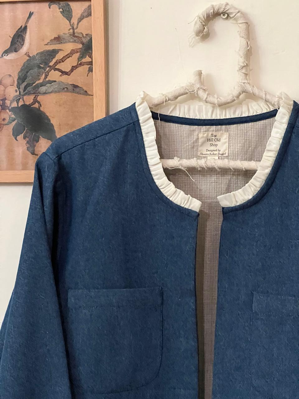 Denim Ivory Frill Jacket