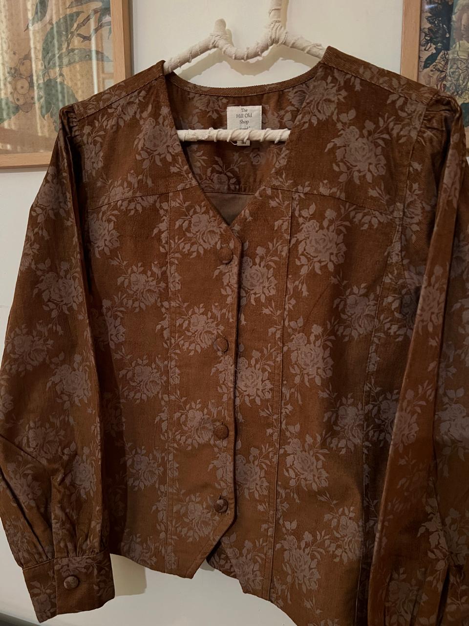 Brown Rose Corduroy Vest