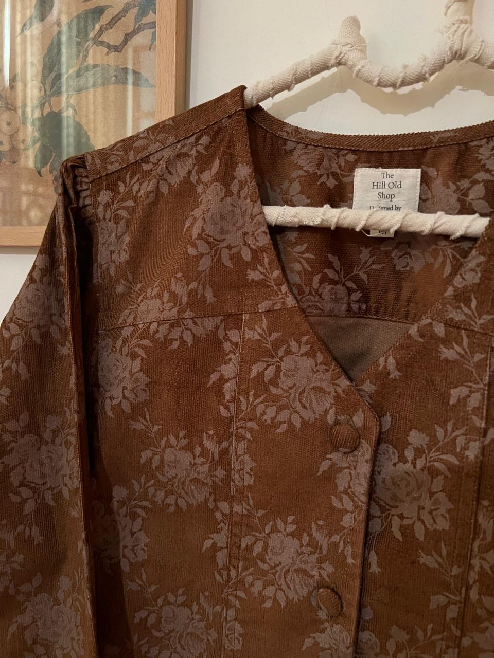 Brown Rose Corduroy Vest